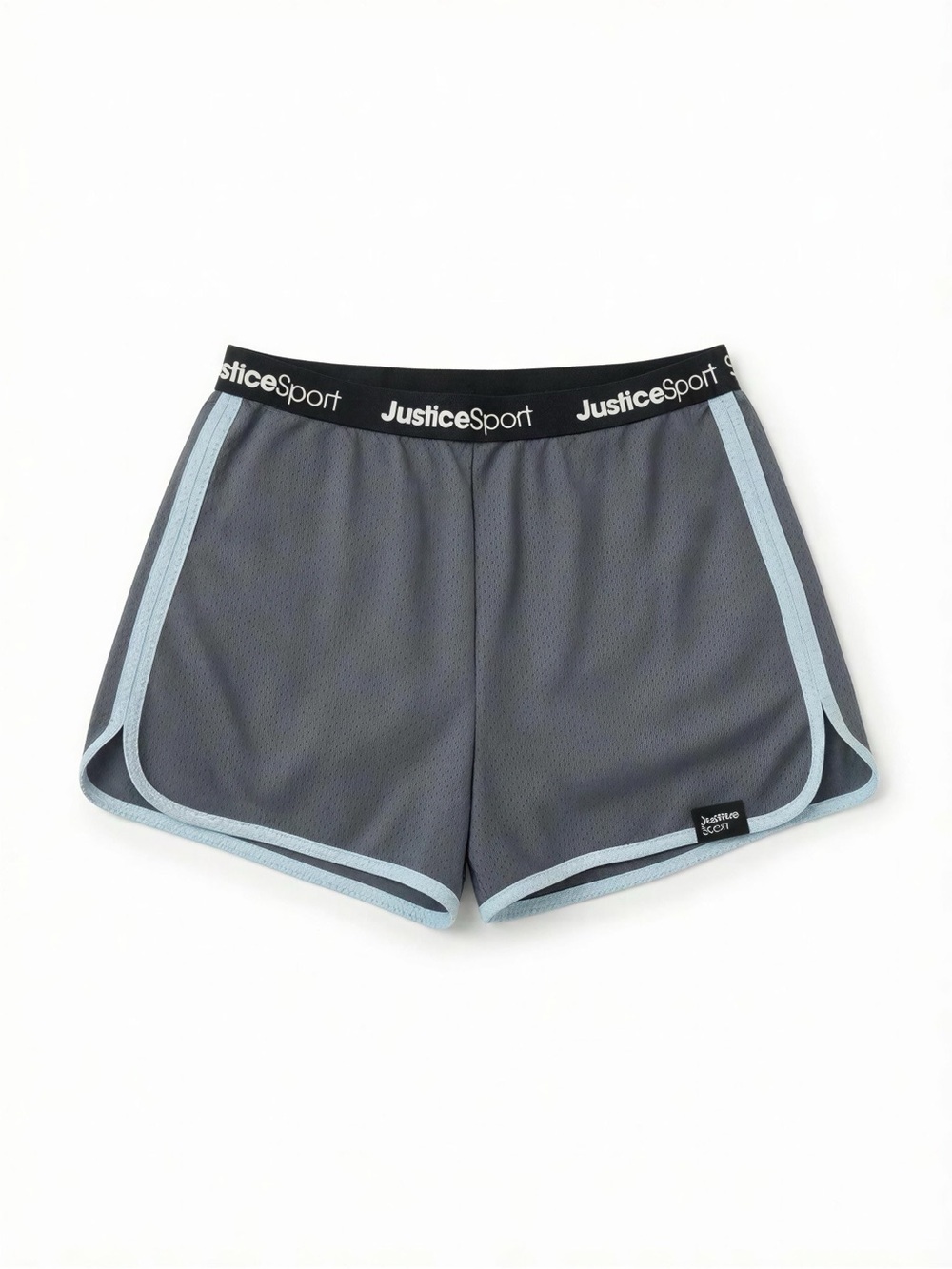 Justice Athletic Shorts in Gray with Light Blue Trim
